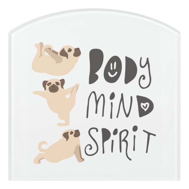 Funny Yoga Pugs Contour Room Sign (Contour Front)
