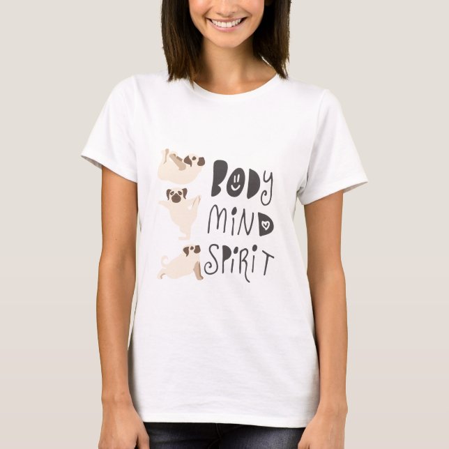 Funny Yoga Pugs T-Shirt (Front)