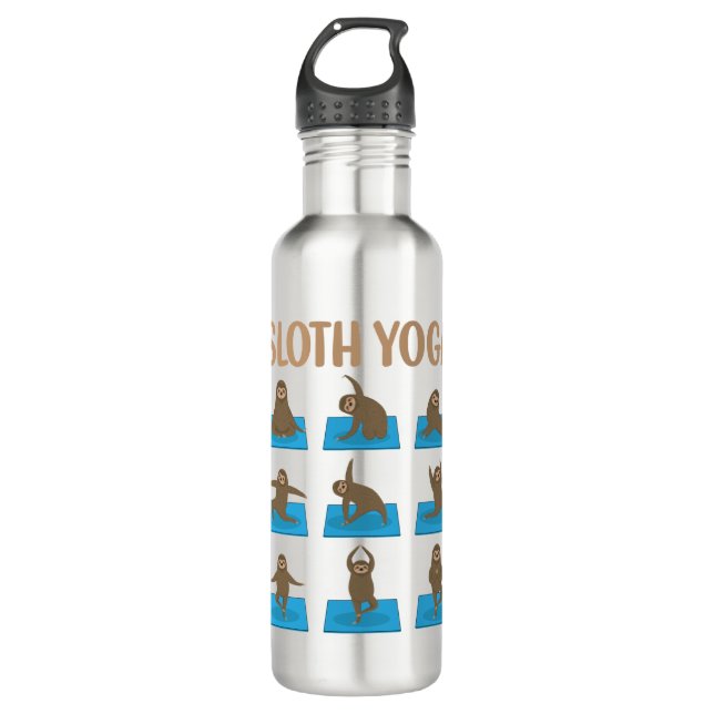 Funny Yoga Sloth Lovers - Meditation Lovers Stainless Steel Water Bottle (Front)