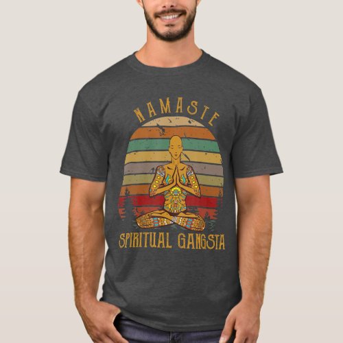 Funny Yoga Spiritual Gangsta Gangster meditate T_Shirt