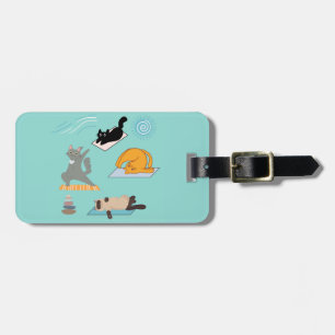 Funny Yoga with Cats Luggage Tag