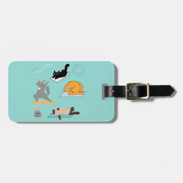 Funny Yoga with Cats Luggage Tag (Front Horizontal)