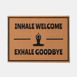 Funny Yoga Zen Meditation Humor Rustic Minimalist Doormat