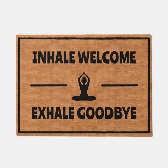 Funny Yoga Zen Meditation Humor Rustic Minimalist Doormat (Front)