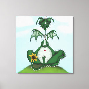 Funny Yogi Dragon Painting Canvas Print
