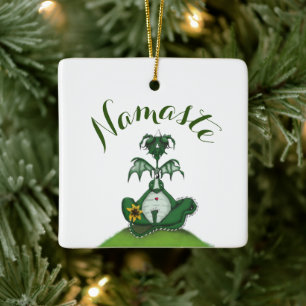 Funny Yogi Dragon Painting Ceramic Ornament