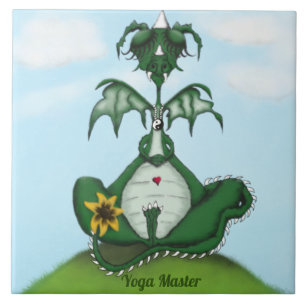 Funny Yogi Dragon Painting Ceramic Tile