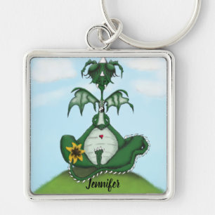 Funny Yogi Dragon Painting Keychain