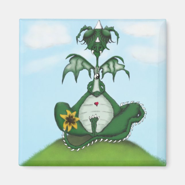 Funny Yogi Dragon Painting Magnet (Front)