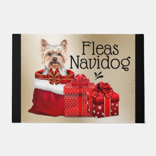 Funny yorkie Christmas fleas navidog xmas gifts Doormat