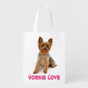 Funny Yorkie Puppy Dog Cute Yorkshire Terrier Reusable Grocery Bag