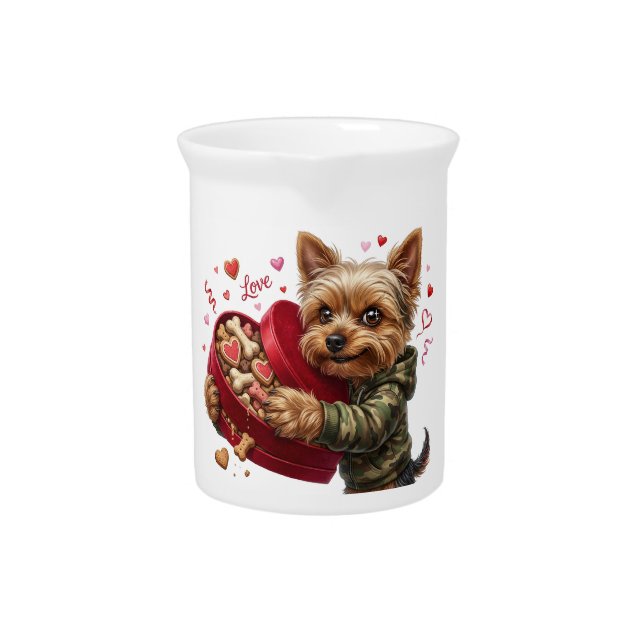 Funny Yorkie Valentine Mug | Adorable Yorkie Gift Beverage Pitcher (Front)