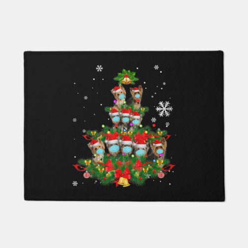 Funny Yorkshire Terrier Christmas Tree Dog Doormat