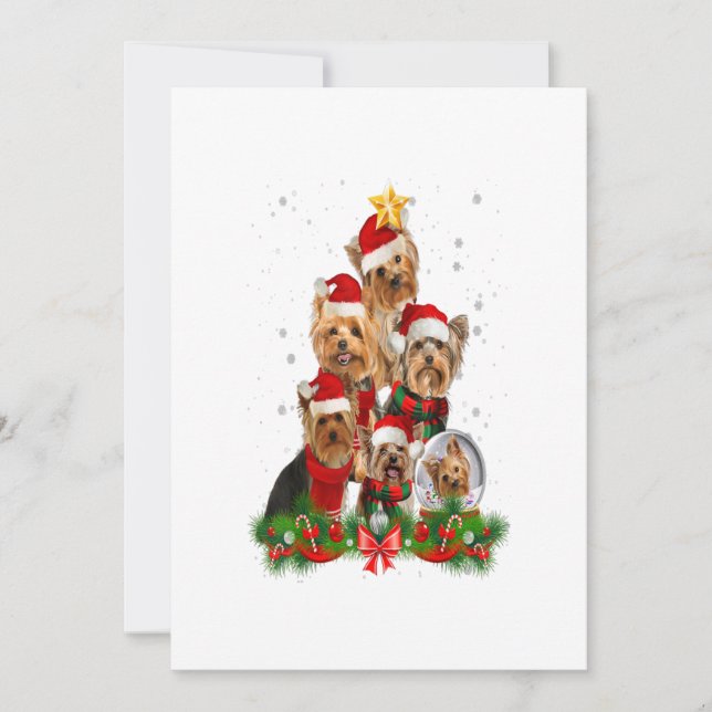 Funny Yorkshire Terrier Dog Christmas Tree Gift Announcement (Front)