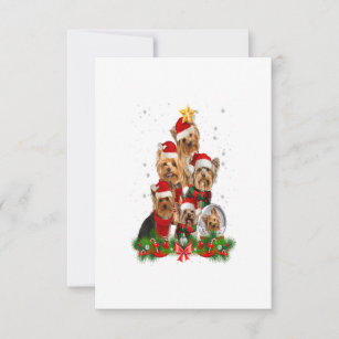 Funny Yorkshire Terrier Dog Christmas Tree Gift RSVP Card