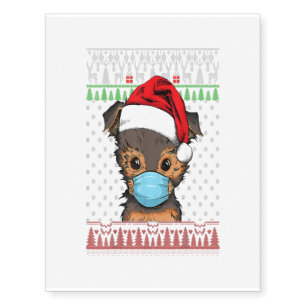 Funny Yorkshire Terrier Dog Wearing A Face Mask Temporary Tattoos