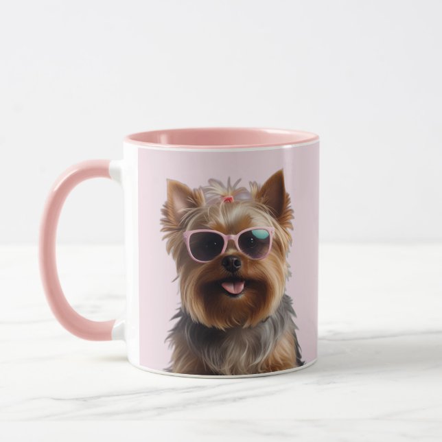 Funny Yorkshire Terrier With Sunglasses Mug (Left)