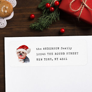 Funny Yorkshire Terrier Xmas Dog Return Address Label