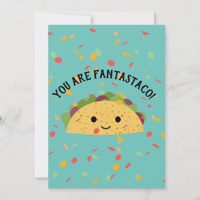 Funny You are Fantastaco Cute Kawaii Taco Thank You Card (Front)