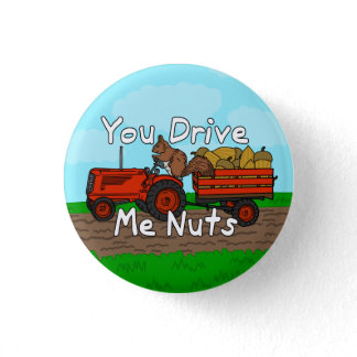 Funny You Drive Me Nuts Squirrel Pun Button