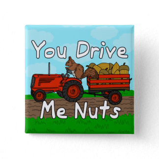 Funny You Drive Me Nuts Squirrel Pun Pinback Button