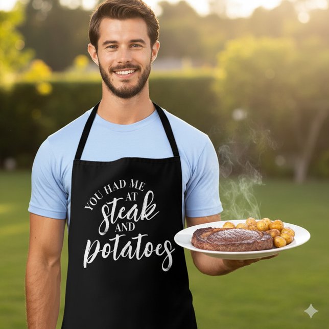 Funny You Had Me at Steak 'n' Potatoes Apron (Funny You Had Me at Steak and Potatoes Apron Cover Photo)