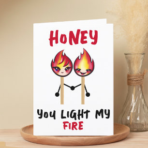 Funny You Light My Fire Perfect Match Birthday Letterpress Thank You Card