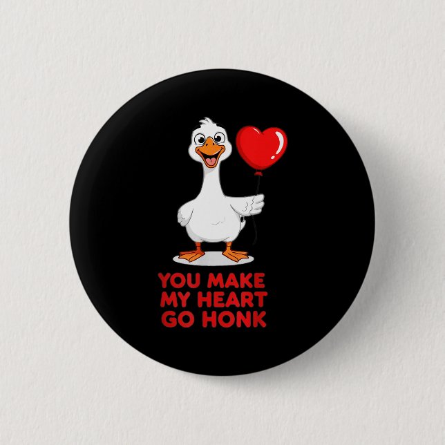 Funny You Make My Heart Go Honk Matching Valentine Button (Front)