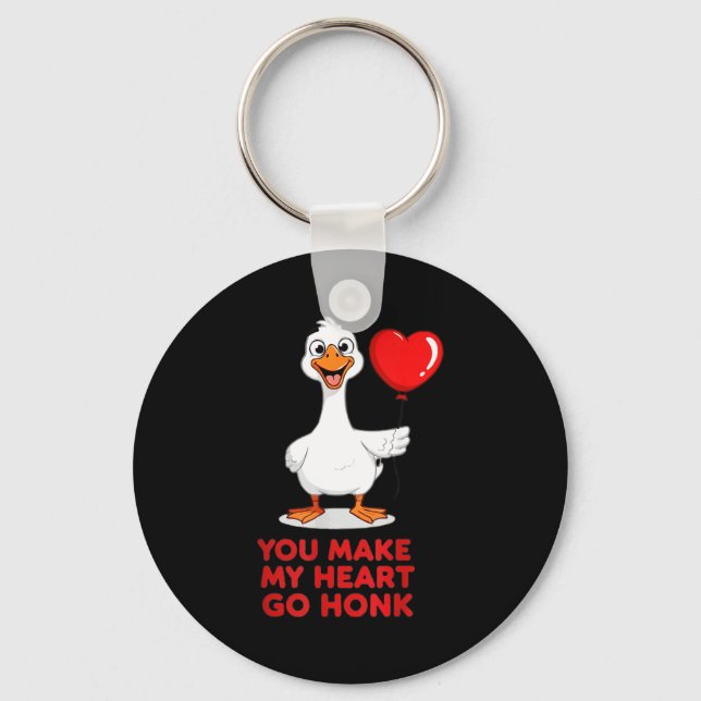 Funny You Make My Heart Go Honk Matching Valentine Keychain (Front)