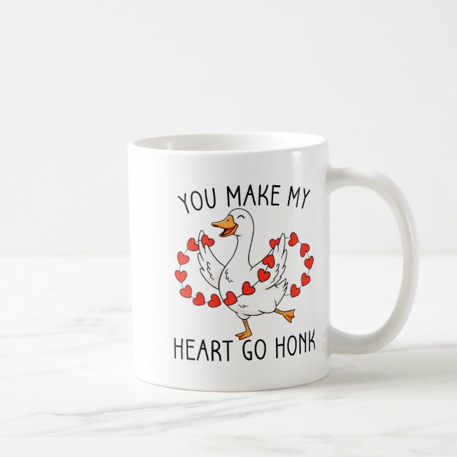 Funny You Make My Heart Go Honk Silly Goose Valent Coffee Mug (Right)