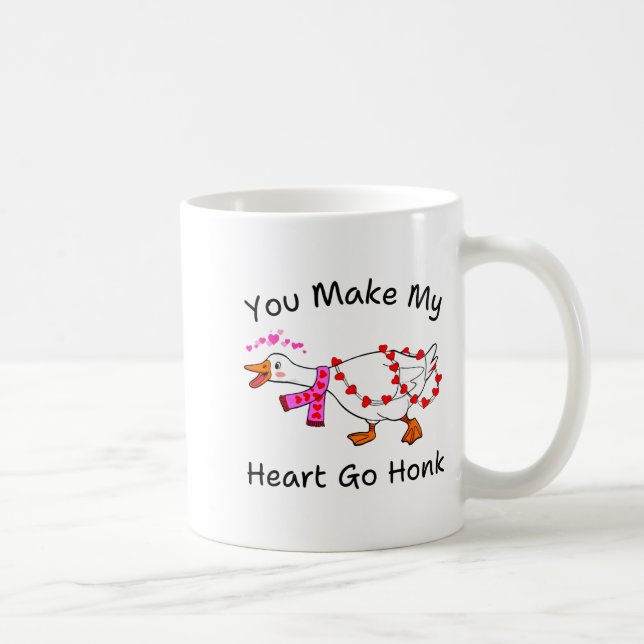 Funny You Make My Heart Go Honk Silly Goose Valent Coffee Mug (Right)
