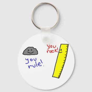 Funny "you Rock  You Rule" Products Keychain by queenyeesh at Zazzle