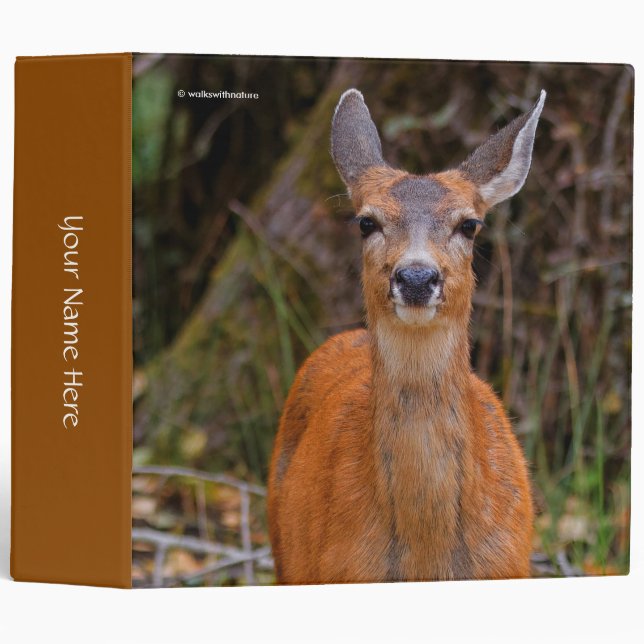 Funny Young Blacktail Deer Smiles at Photographer 3 Ring Binder (Front/Spine)