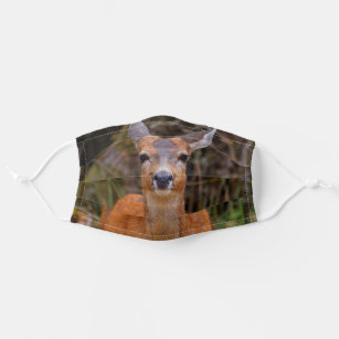 Funny Young Blacktail Deer Smiles at Photographer Adult Cloth Face Mask