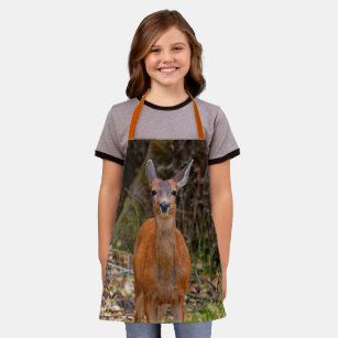 Funny Young Blacktail Deer Smiles at Photographer Apron