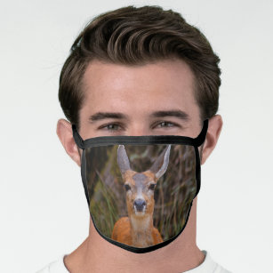 Funny Young Blacktail Deer Smiles at Photographer Face Mask