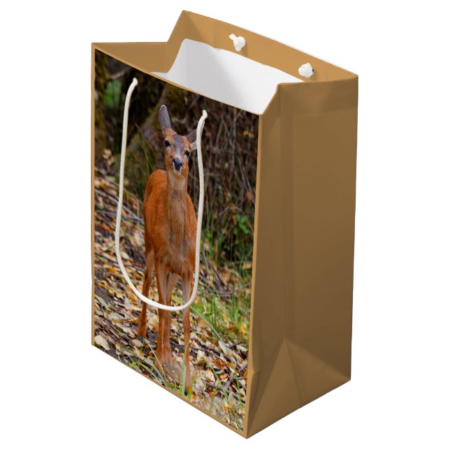 Funny Young Blacktail Deer Smiles at Photographer Medium Gift Bag (Front Angled)
