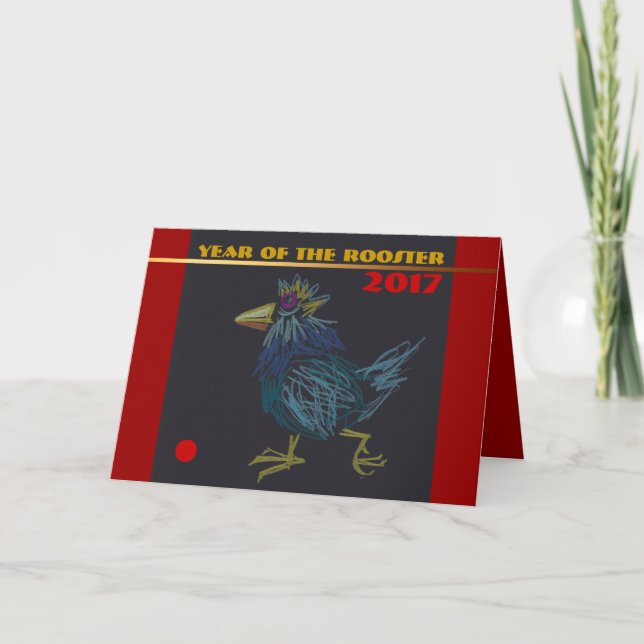 Funny Young Rooster Chinese Year Zodiac Card (Front)