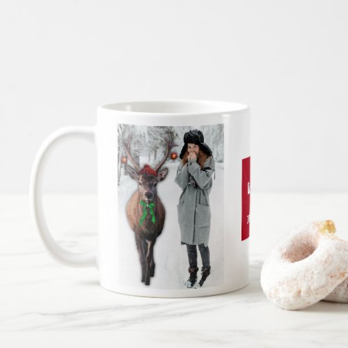 Funny Your Christmas Photo with a Deer Custom Pic Coffee Mug