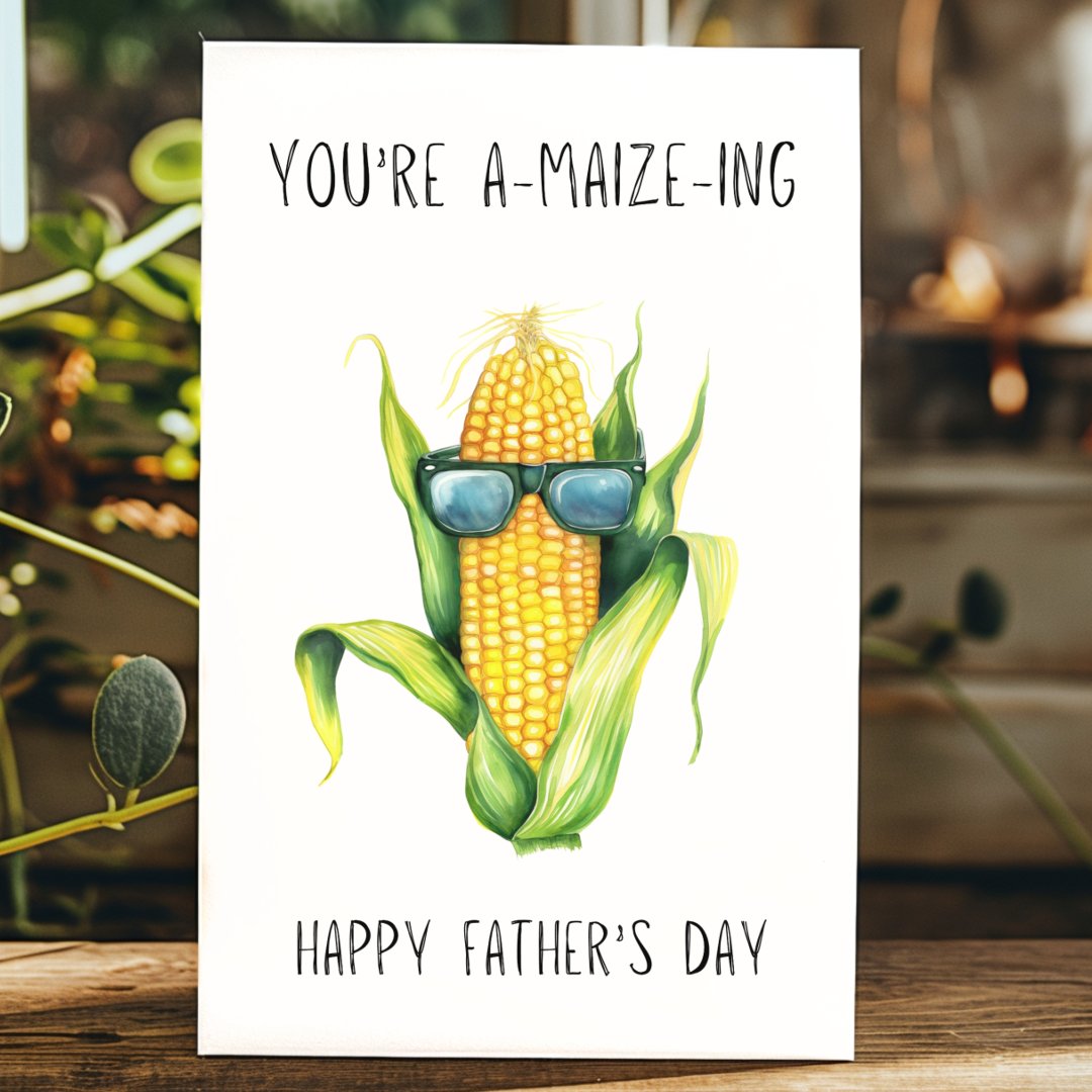 Funny You're A-maize-ing Gardener's Father's Day Card (Funny You're Amaizing Pun Fathers day card.)