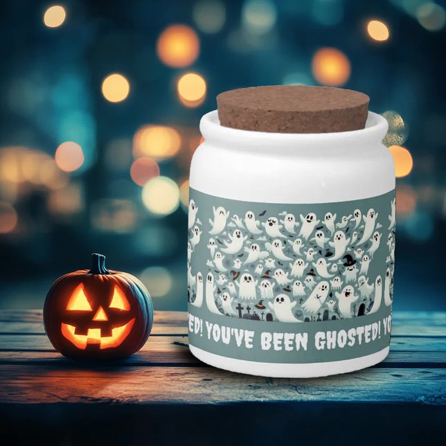 Funny You've Been Ghosted Ghosts in a Graveyard Candy Jar (Funny You've Been Ghosted A Haunting of Ghosts Candy Jar Cover Photo)