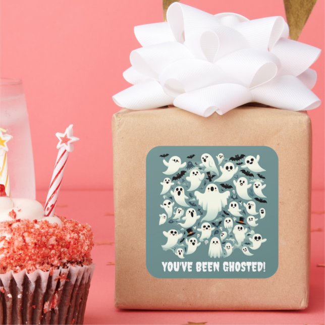 Funny You've Been Ghosted Ghosts in Flight Square Sticker (Party)