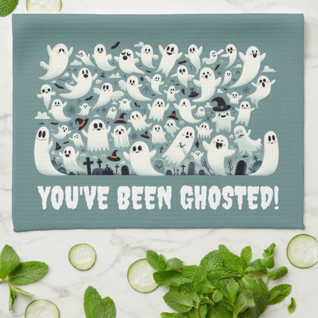 Funny You've Been Ghosted! Ghosts in Graveyard Kitchen Towel (Folded)