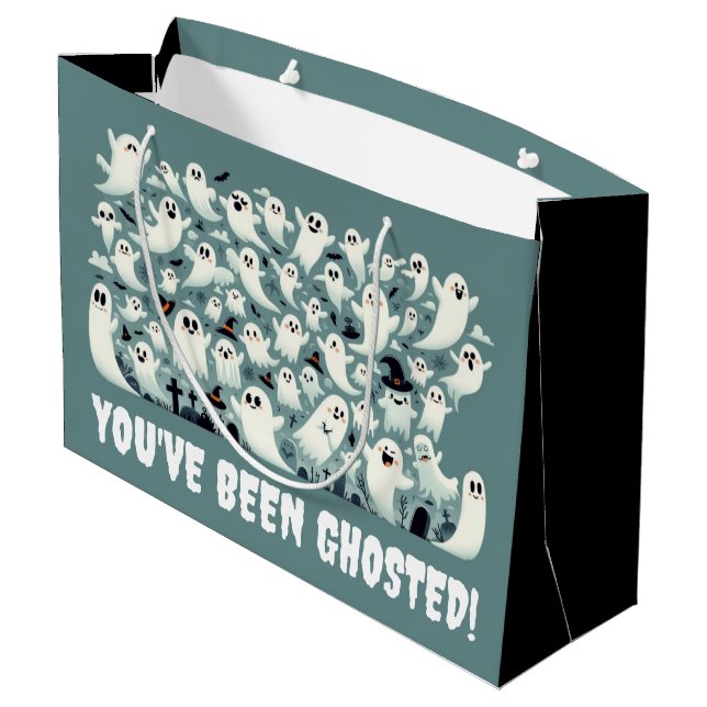 Funny You've Been Ghosted! Ghosts in Graveyard Large Gift Bag (Back Angled)