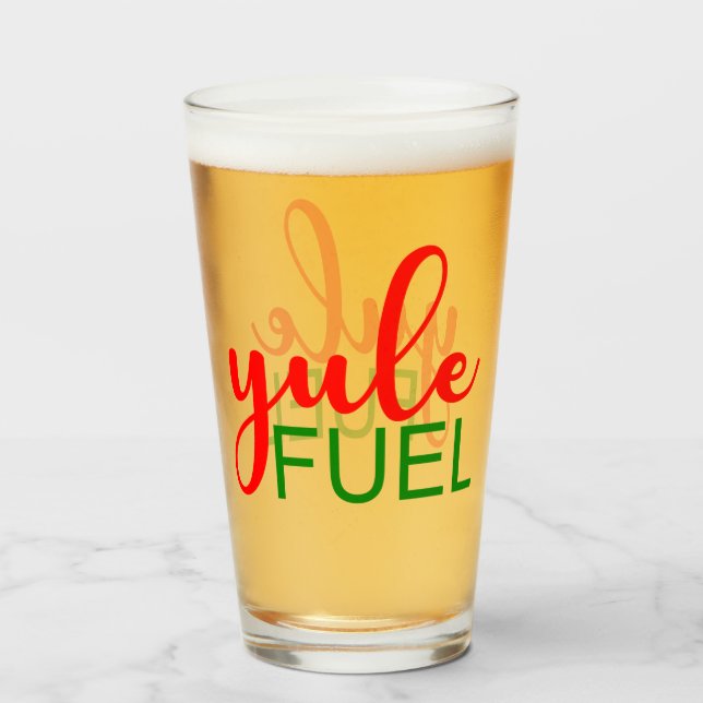 Funny Yule fuel Christmas party Glass (Front Filled)