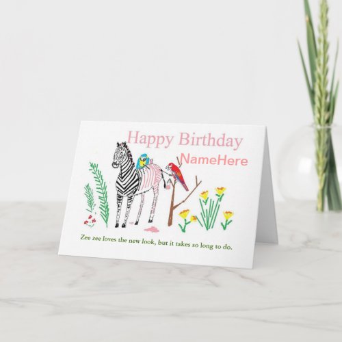 Funny Zebra Birthday Card