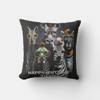 Funny Zebra Birthday T-Shirt – Happy Birthday Tee Throw Pillow