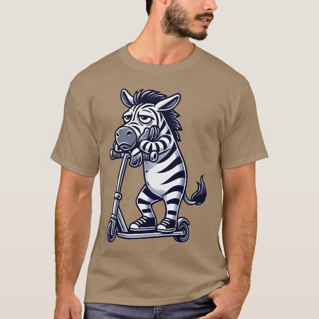 Funny zebra boredom annoyed cartoon roller friends T-Shirt (Front)
