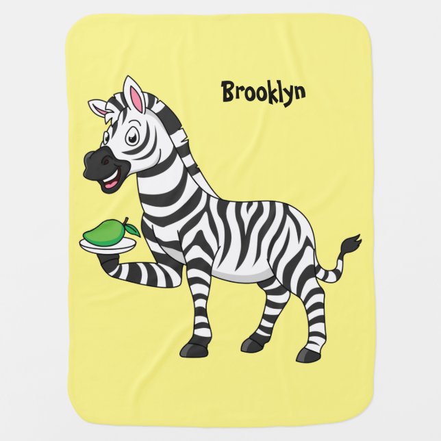 Funny zebra cartoon illustration baby blanket (Front)