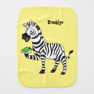 Funny zebra cartoon illustration baby burp cloth
